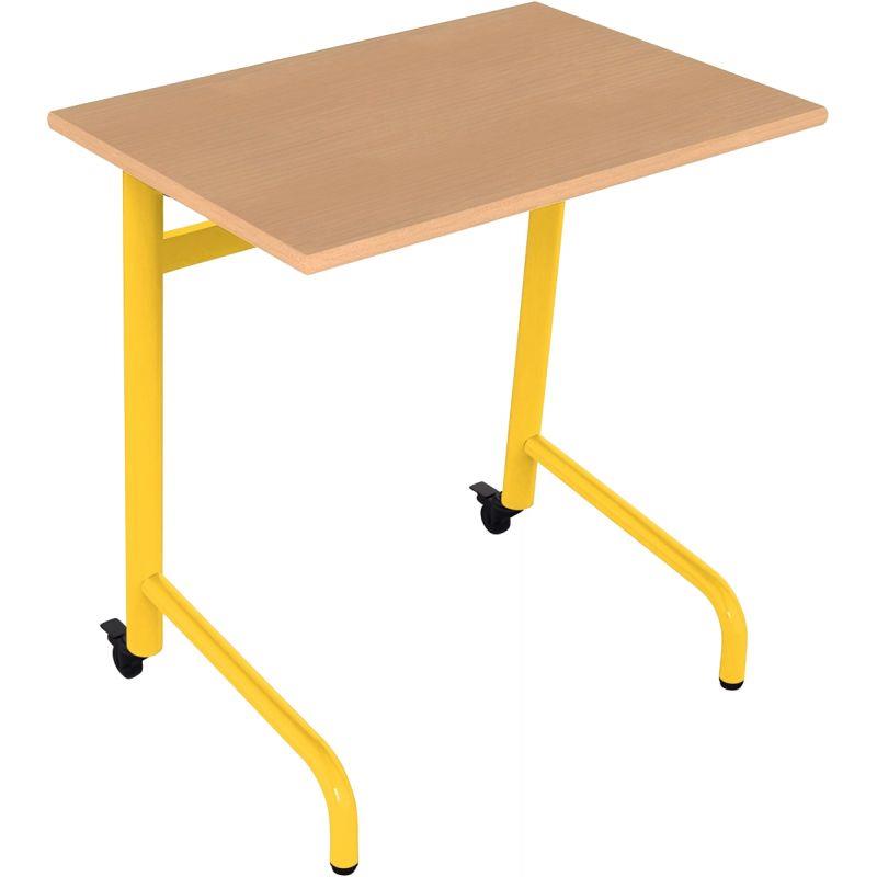 Ref. 96550, Table fixe 70x50cm 2 roulettes taille 5 jaune, marque N.C