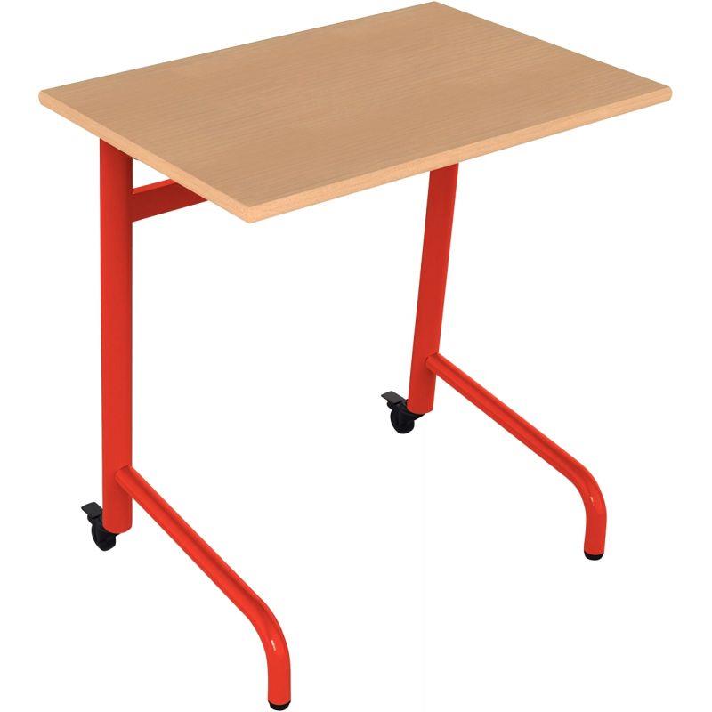 Ref. 96553, Table fixe 70x50cm 2 roulettes taille 6 rouge, marque N.C