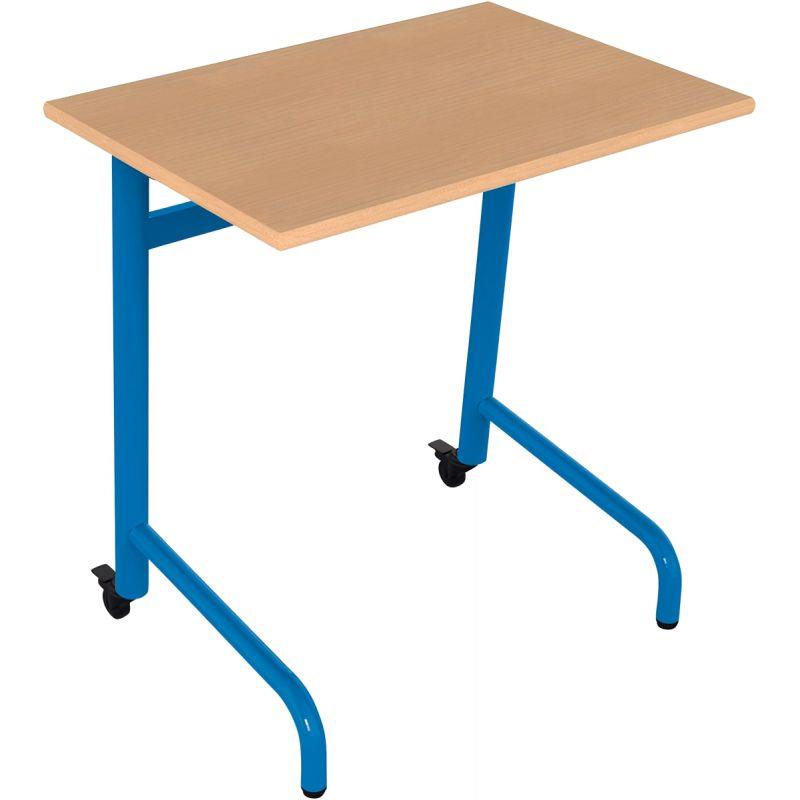 Ref. 96554, Table fixe 70x50cm 2 roulettes taille 6 bleu, marque N.C