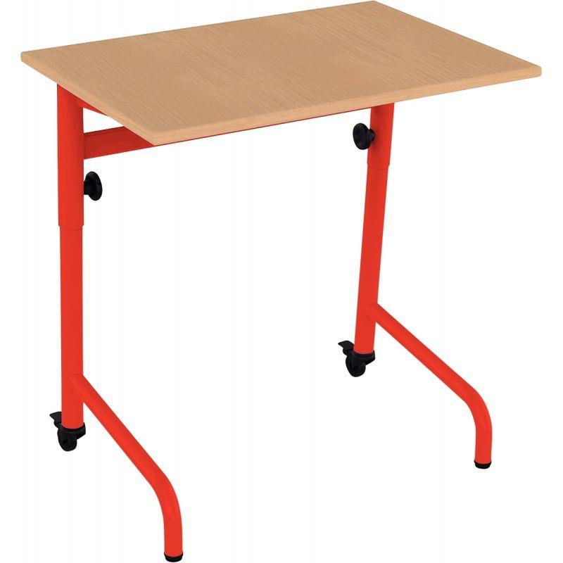 Ref. 96558, Table réglable 70x50cm 2 roulettes taille 4 à taille 6 rouge, marque N.C