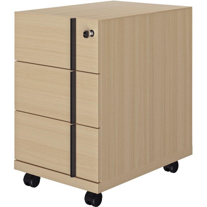 Ref. 96661, Caisson mobile 3 tiroirs E-Motion chêne structuré, marque GAUTIER