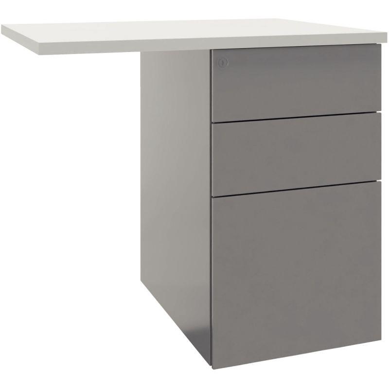 Ref. 96699, Retour sur caisson porteur 3 tiroirs Conect Chêne Brunswick et Gris Aluminium., marque N.C