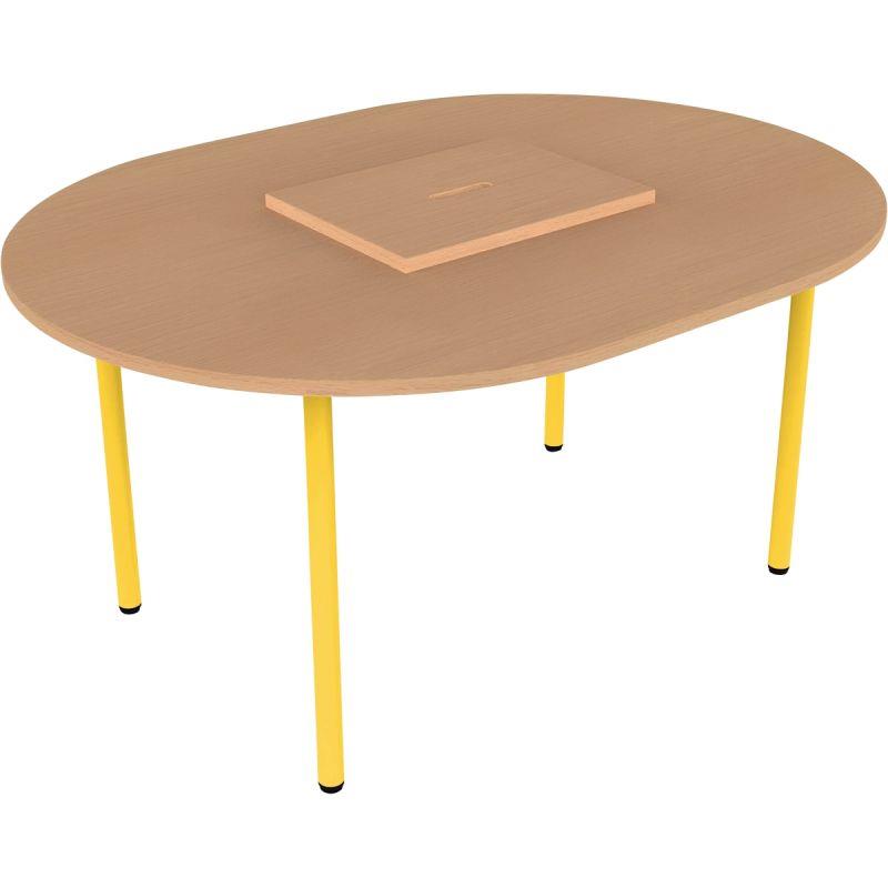 Ref. 96716, Table ovale 120x90cm avec 1 bac taille 1 jaune, marque N.C
