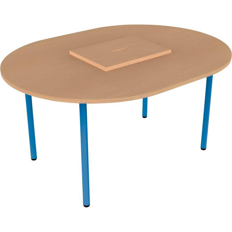 Ref. 96720, Table ovale 120x90cm avec 1 bac taille 2 bleu, marque N.C
