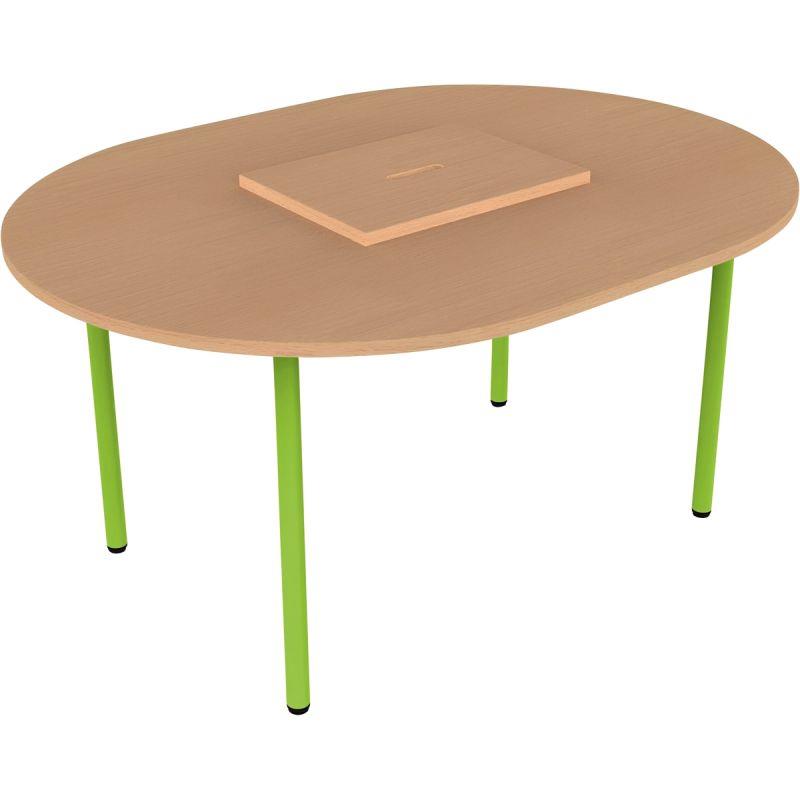 Ref. 96722, Table ovale 120x90cm avec 1 bac taille 2 vert granny, marque N.C