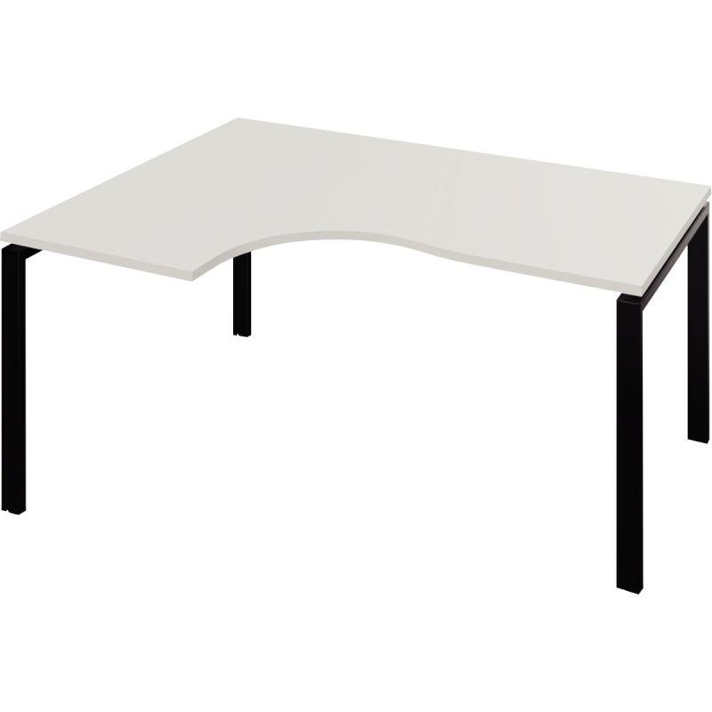 Ref. 96754, Bureau compact asymétrique 90° pieds fixes L160 retour gauche Conect plateau blanc/piètement noir, marque N.C