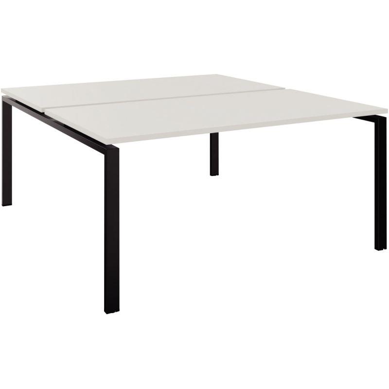 Ref. 96764, Table de bureau plateaux fixes départ L160xP165cm 4 pieds Conect plateau blanc/piètement noir, marque N.C