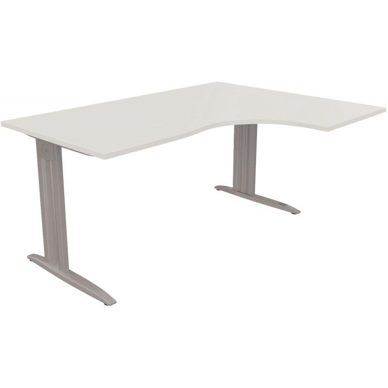 Ref. 96796, Plan compact 90° Idol retour droite L.160 x P.120 et 60 cm plateau blanc/piètement alu, marque N.C