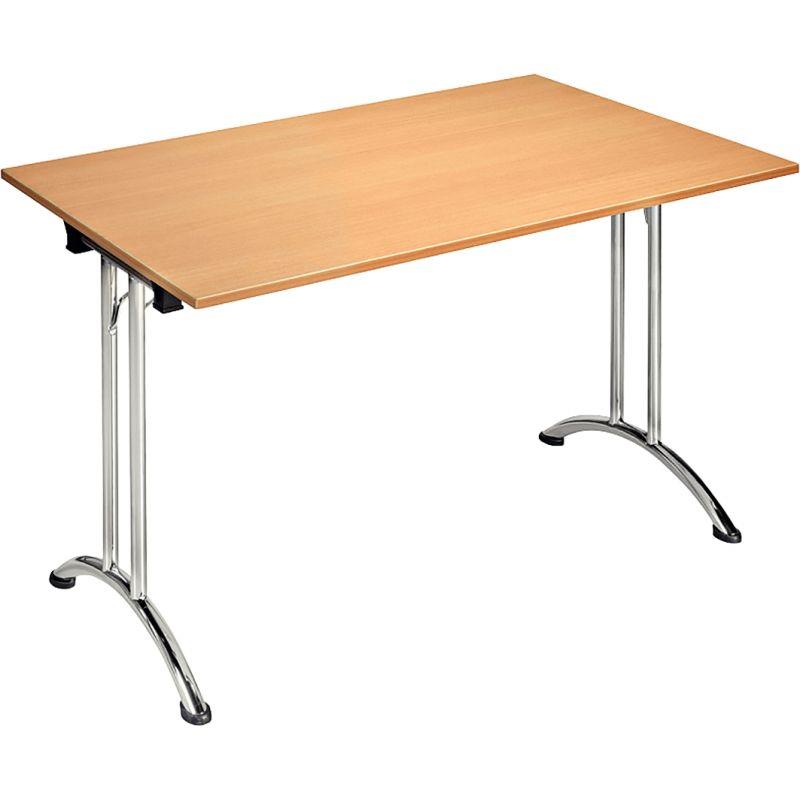 Ref. 96884, Table pliante rectangulaire L120xP80cm plateau chêne/piètement alu, marque N.C