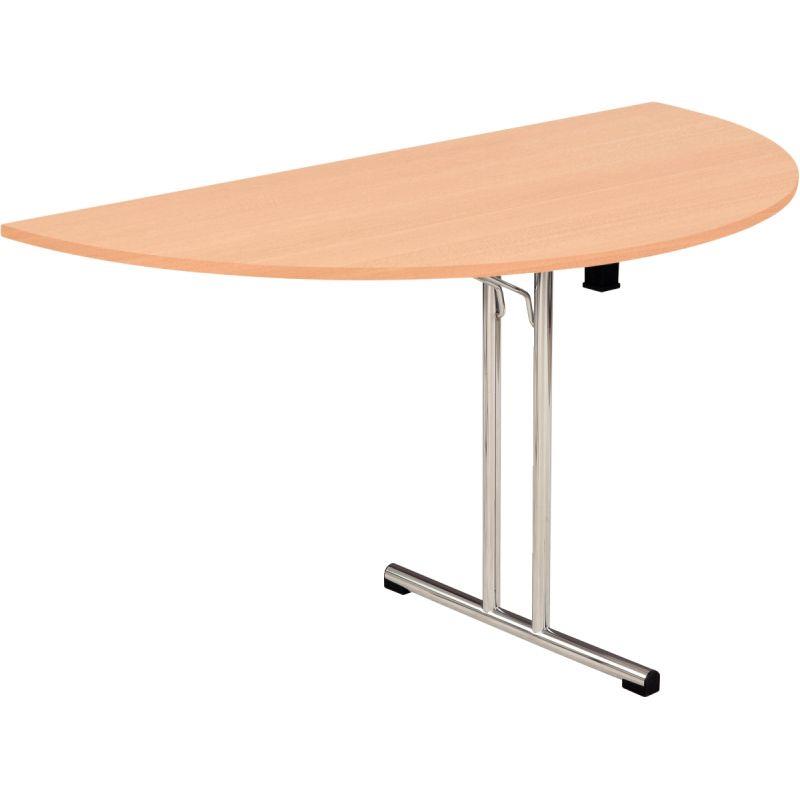 Ref. 96889, Table pliante demi-lune L160xP80cm plateau hêtre/piètement alu, marque N.C