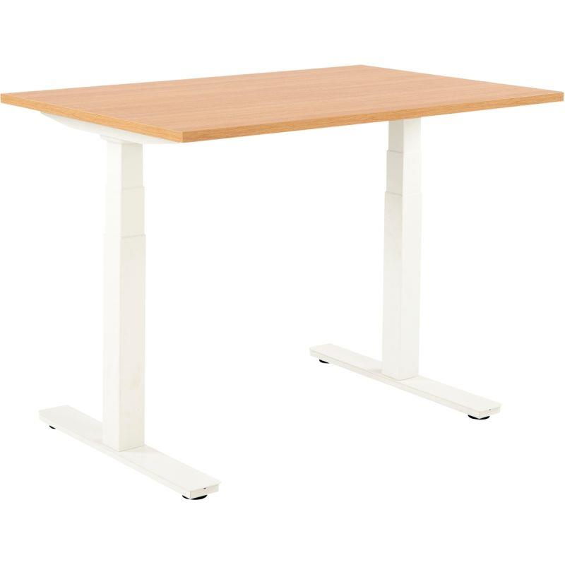 Ref. 96928, Bureau assis debout L120 cm Boost plateau chêne/piètement blanc, marque N.C