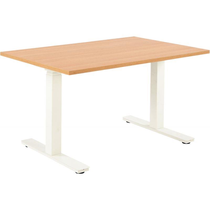 Ref. 96932, Bureau assis debout L140 cm Boost plateau chêne/piètement blanc, marque N.C