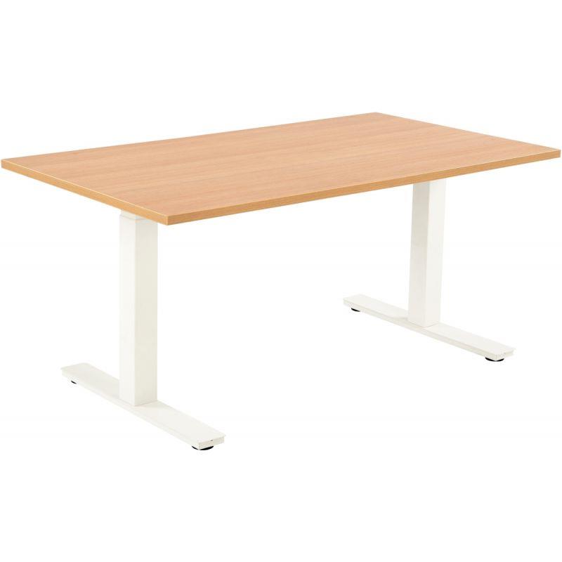 Ref. 96936, Bureau assis debout L160 cm Boost plateau chêne/piètement blanc, marque N.C