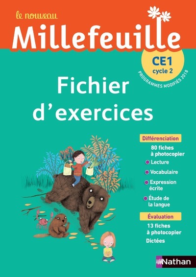Ref. 9782091249551, Nouveau millefeuille fichier à photocopier CE1 2019, marque NATHAN