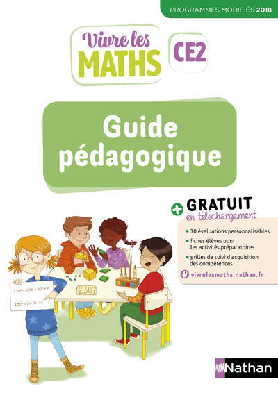 Ref. 9782091249742, Vivre les maths guide pédagogique CE2 2019 - programmes modifiées 2018, marque NATHAN