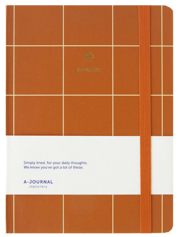 Ref. AJOMYJ91081, Carnet de notes A-Journal à carreaux Terracotta, Orange, marque A-JOURNAL