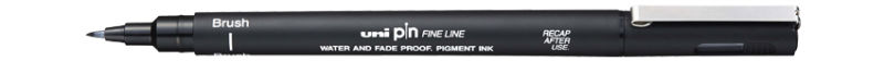 Ref. ASS000200BRN, Feutre pigment Uni Pin brush noir, Noir, marque UNI BALL