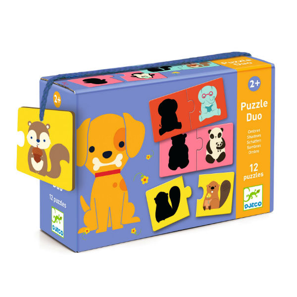 Ref. DJEDJ08187, Boite de 12 puzzles duo, les ombres, marque DJECO