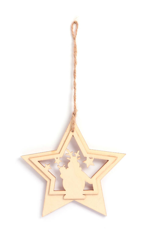Ref. GRA101357, Suspension étoile renne en bois, marque GRAINE CREATIVE