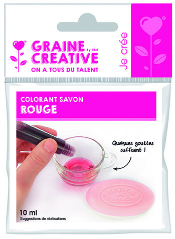 Ref. GRA200210, Colorant savon liquide rouge 10 ml, Rouge, marque GRAINE CREATIVE