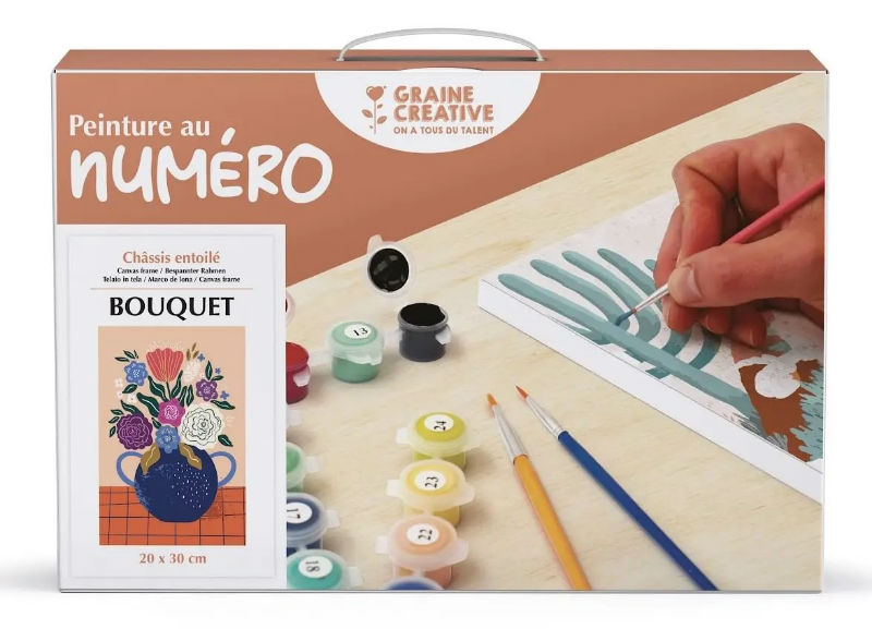 Ref. GRA616674, Peinture au numéro 20x30 bouquet, marque GRAINE CREATIVE