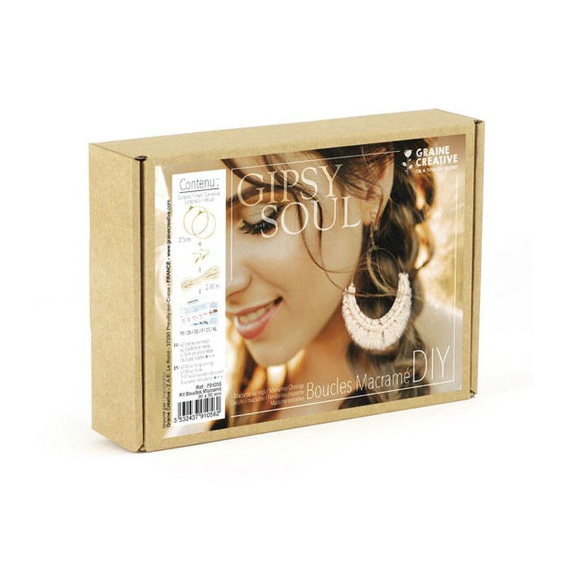 Ref. GRA791056, Kit boucles d'oreilles macramé, marque GRAINE CREATIVE