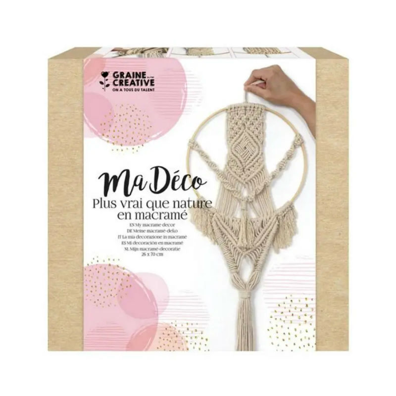 Ref. GRA791058, Kit macramé suspension cercle en bambou, marque GRAINE CREATIVE