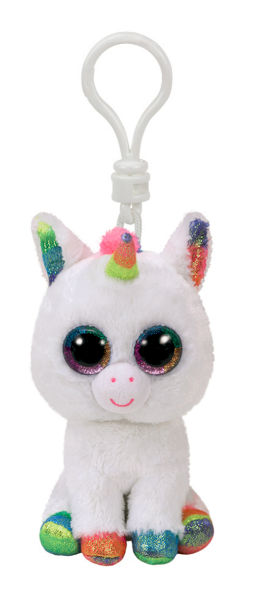 Ref. JURTY35040, Porte clé peluche Ty Beanie Boo's licorne Pixy, marque TY