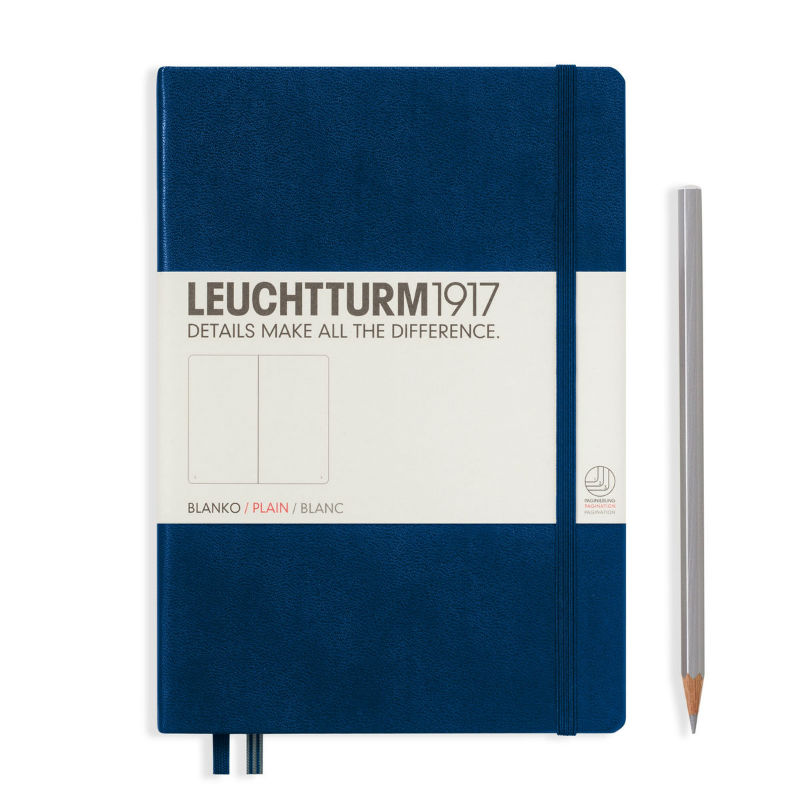 Ref. LEU342924, Carnet Leuchtturm rigide A5 uni bleu marine, Bleu, marque LEUCHTTURM