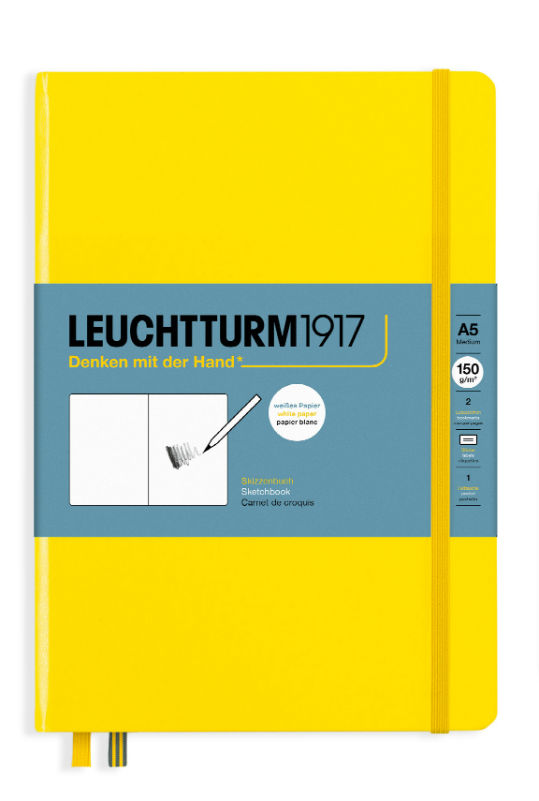 Ref. LEU362364, Carnet croquis Leuchtturm A5 uni citron, Jaune, marque LEUCHTTURM
