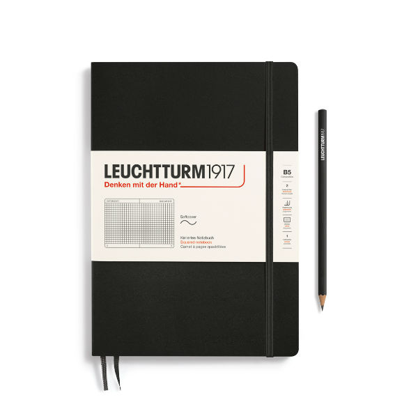 Ref. LEU362870, Carnet Leuchtturm souple B5 5x5 noir, Noir, marque LEUCHTTURM