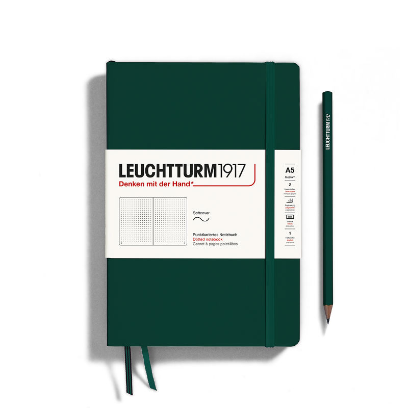 Ref. LEU367269, Carnet Leuchtturm souple A5 pointillés forest green, Vert, marque LEUCHTTURM