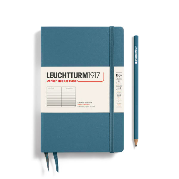 Ref. LEU368513, Carnet Leuchtturm B6+ ligné stone blue, Bleu, marque LEUCHTTURM