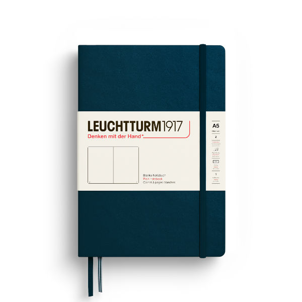 Ref. LEU372188, Carnet Leuchtturm rigide A5 uni deep sea, Bleu, marque LEUCHTTURM
