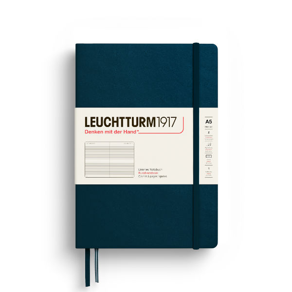 Ref. LEU372190, Carnet Leuchtturm A5 ligné deep sea, Bleu, marque LEUCHTTURM