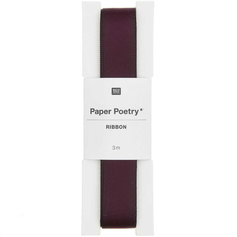 Ref. RIC400310, Ruban satin 16mm x 3m raisin, Violet, marque RICO DESIGN