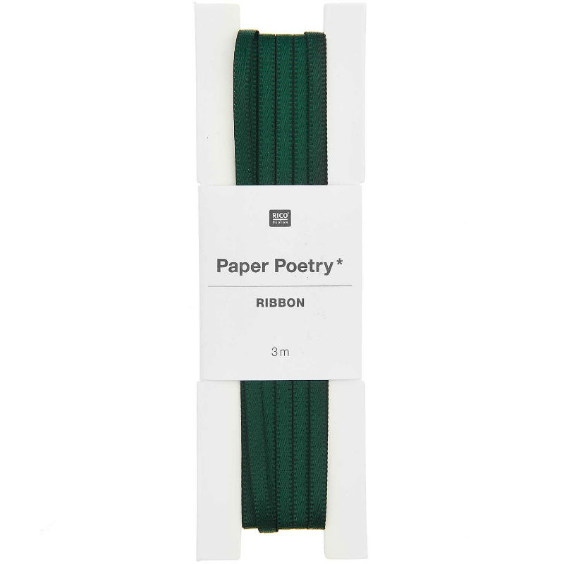 Ref. RIC400315, Ruban satin 3mm x 3m vert sapin, Vert, marque RICO DESIGN