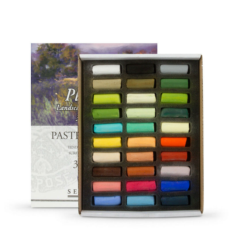 Ref. SENN132284, Boite 30 demi pastels ecu paysages de campagne, marque SENNELIER