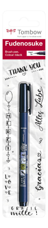 Ref. TOMWSBH1P, Feutre brush Fudenosuke pointe dure noir, Noir, marque TOMBOW