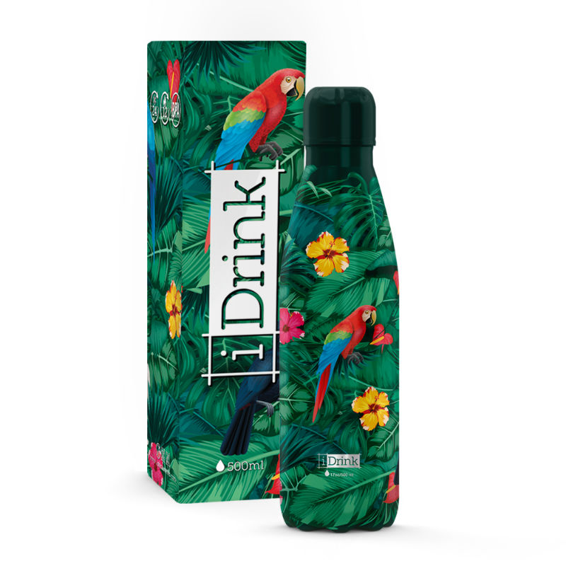 Ref. TOTID0072, Bouteille thermique I-Drink 500 ml tropical birds, Assorties, marque I DRINK