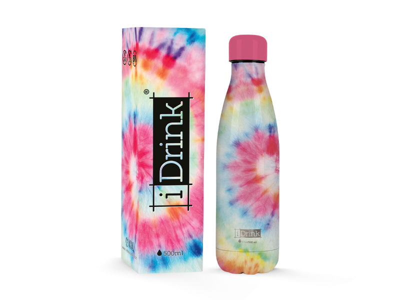 Ref. TOTID0097, Bouteille thermique I-Drink 500 ml tie dye, Assorties, marque I DRINK